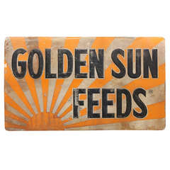 Vintage Embossed Metal, " Golden Sun Feeds " Sign
