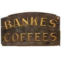 Late 1800's Hand Made Banke's Coffees Sign