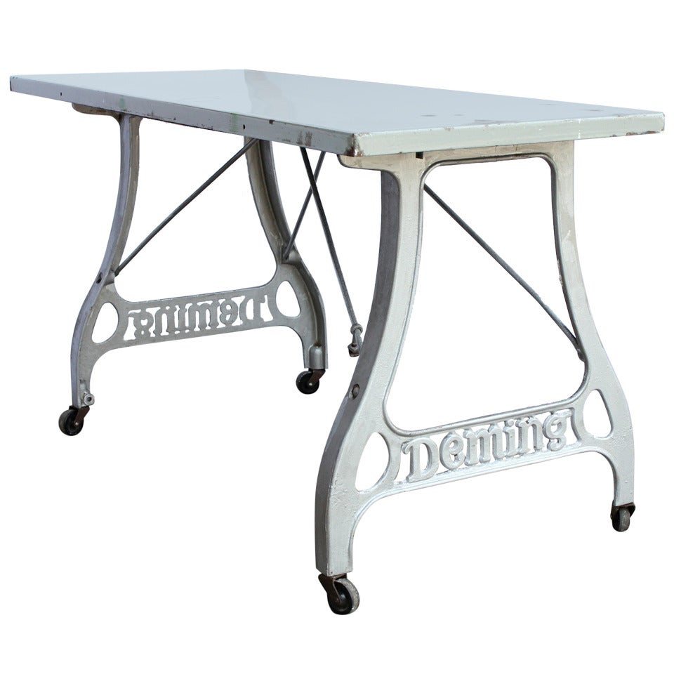 Antique Industrial Folding Table For Sale