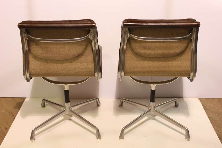 American Soft Pad Leather Swivel Chairs by Charles & Ray Eames for Herman Miller
