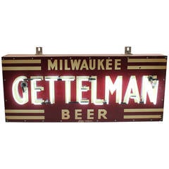 1930s Porcelain Neon Sign " Milwaukee Gettelman Beer"