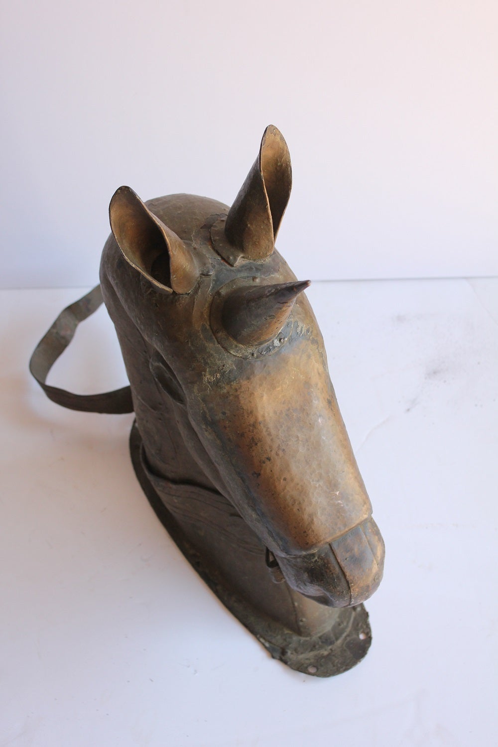 Folk Art Antique American Copper Unicorn Head Carnival Ride For Sale