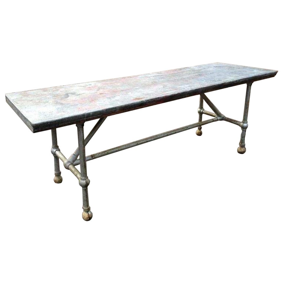 Vintage Industrial Table with Zinc Top