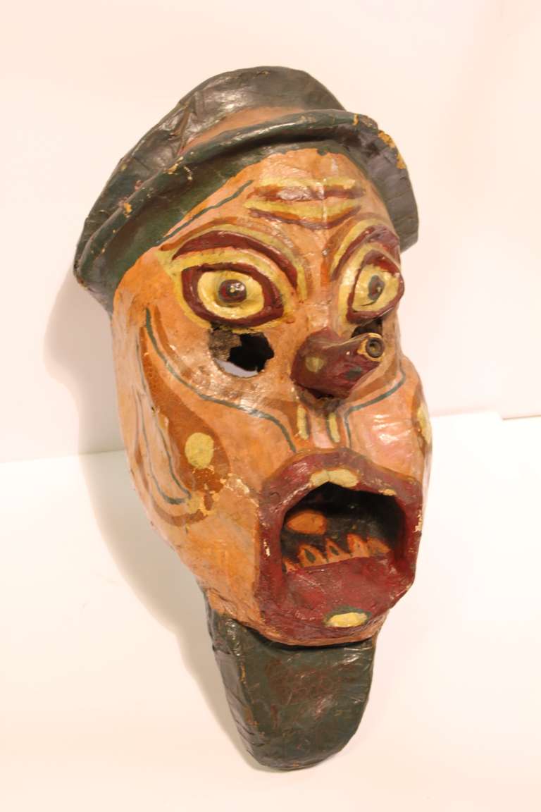 Large Early 1900's Paper Mache Carnival Head
