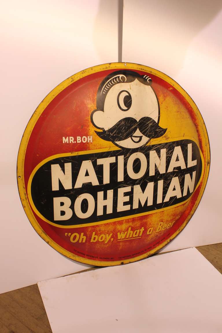 Vintage metal National Bohemian Beer sign.