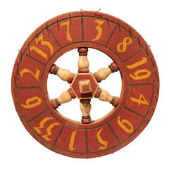 Antique Double Sided Folk Art Game Wheel