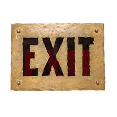 Early 1900's Brass Light Up EXIT Sign