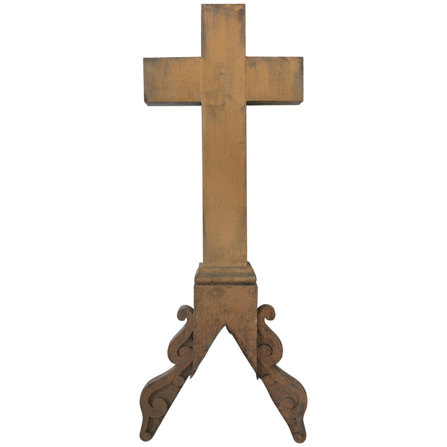 Tall Antique Church Tin Cross Ornament For Sale