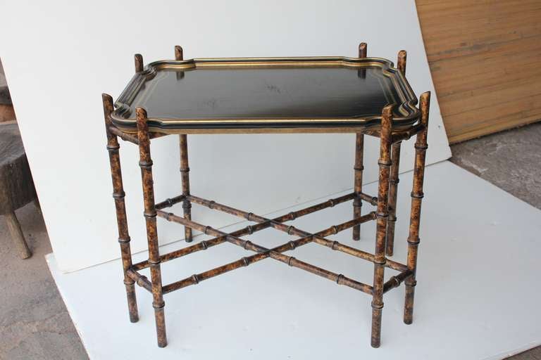 Vintage Chinoiserie Faux Bamboo Tray Table by Baker