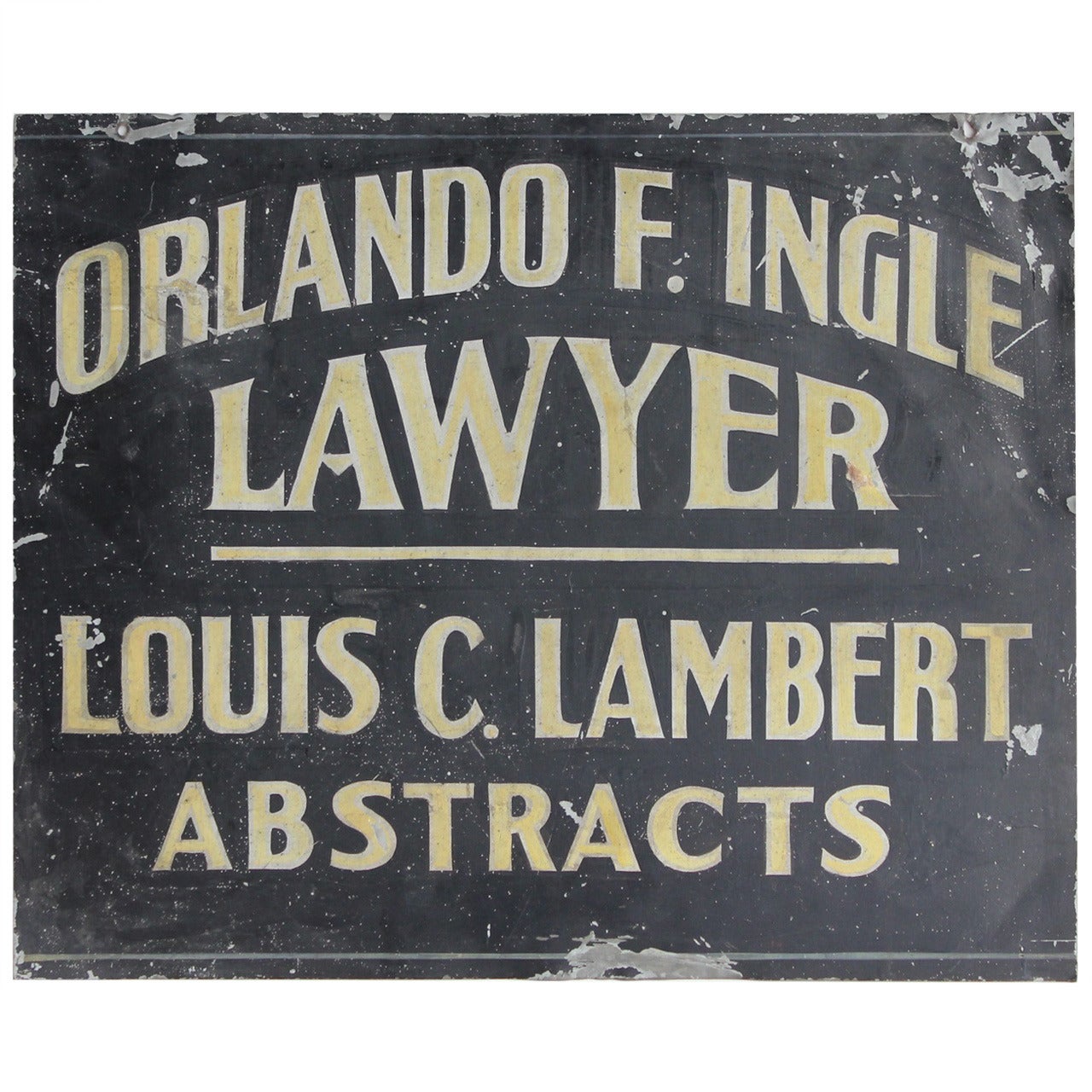 1900's Hand painted Tin Trade Sign For Lawyer/Abstracts For Sale