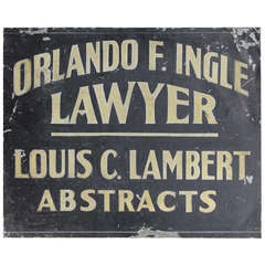 Antique 1900's Hand painted Tin Trade Sign For Lawyer/Abstracts
