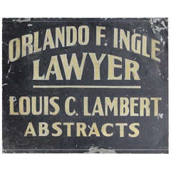 1900's Hand painted Tin Trade Sign For Lawyer/Abstracts