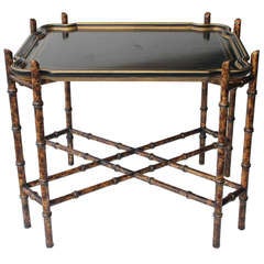 Vintage Chinoiserie Faux Bamboo Tray Table by Baker