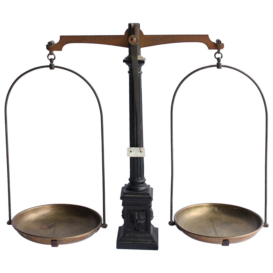 Antique Cast Iron and Brass Grocery Store Scale