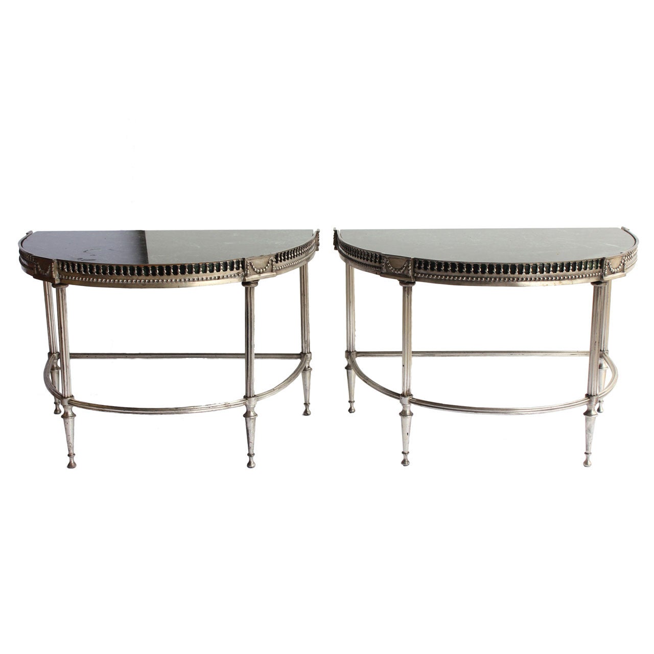 Pair of Jansen Style Demilune Tables For Sale