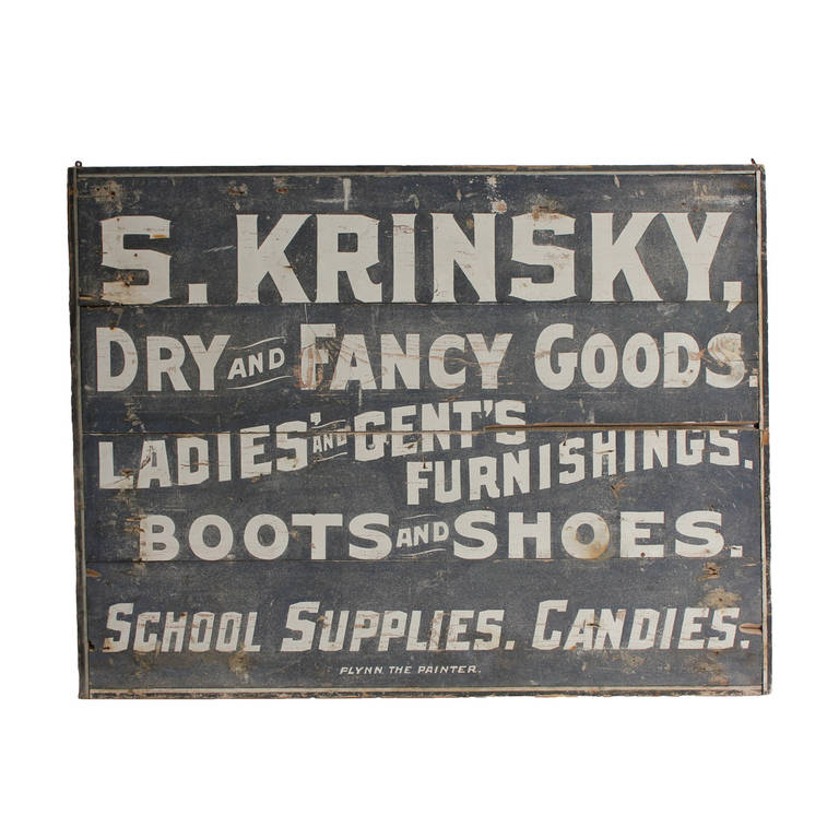 Folk Art Wood "Dry and Fancy Goods" Sign For Sale at 1stDibs