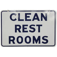 1950's Porcelain Double Sided Sign " Clean Rest Rooms"