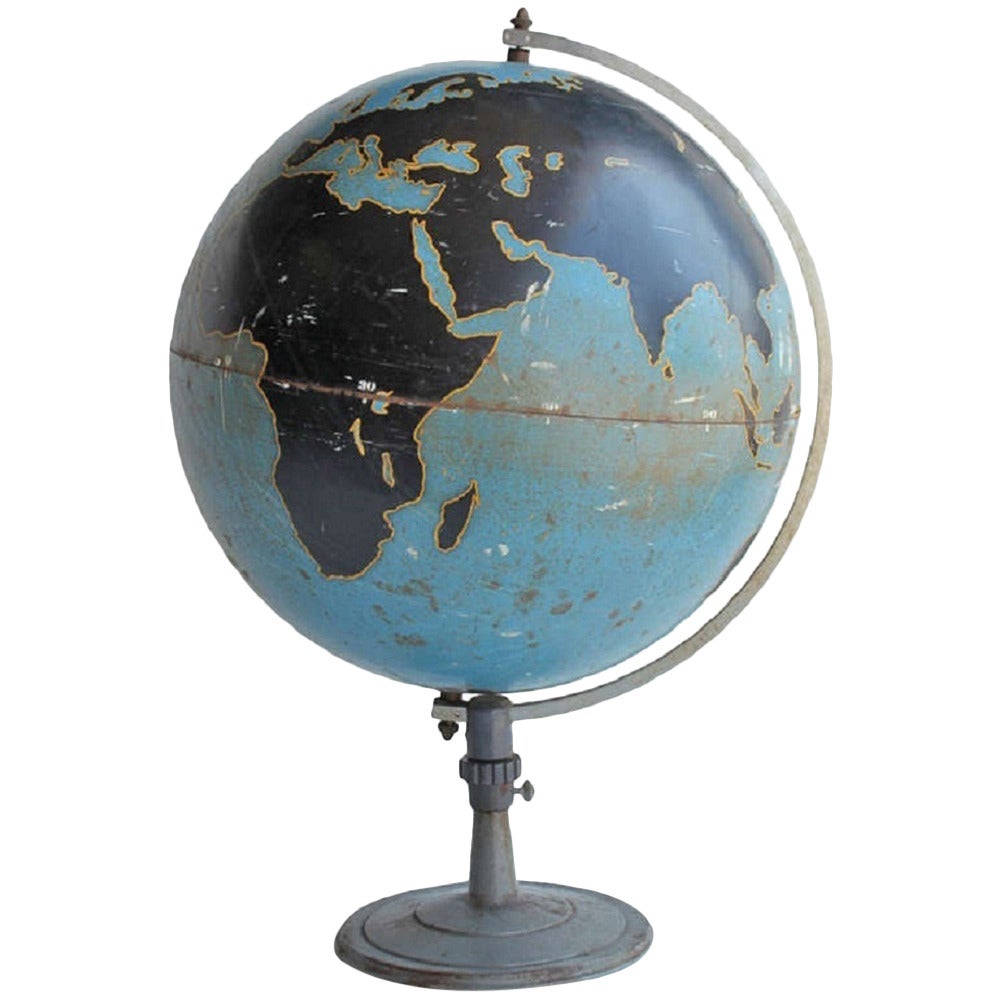 Large 1940s American Original Aviation World Globe by Denoyer Geppert Co