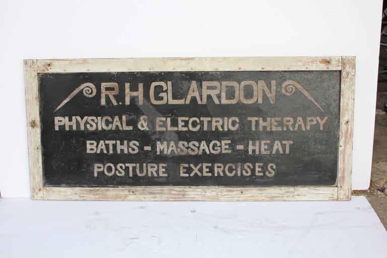 Antique Tin Sign, "Physical & Electric Therapy"