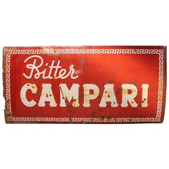 Vintage 1950's Original Italian Metal Sign Campari