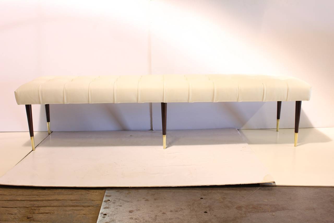 Tufted Leather Bench by Paul Frankl. New leather upholstery.