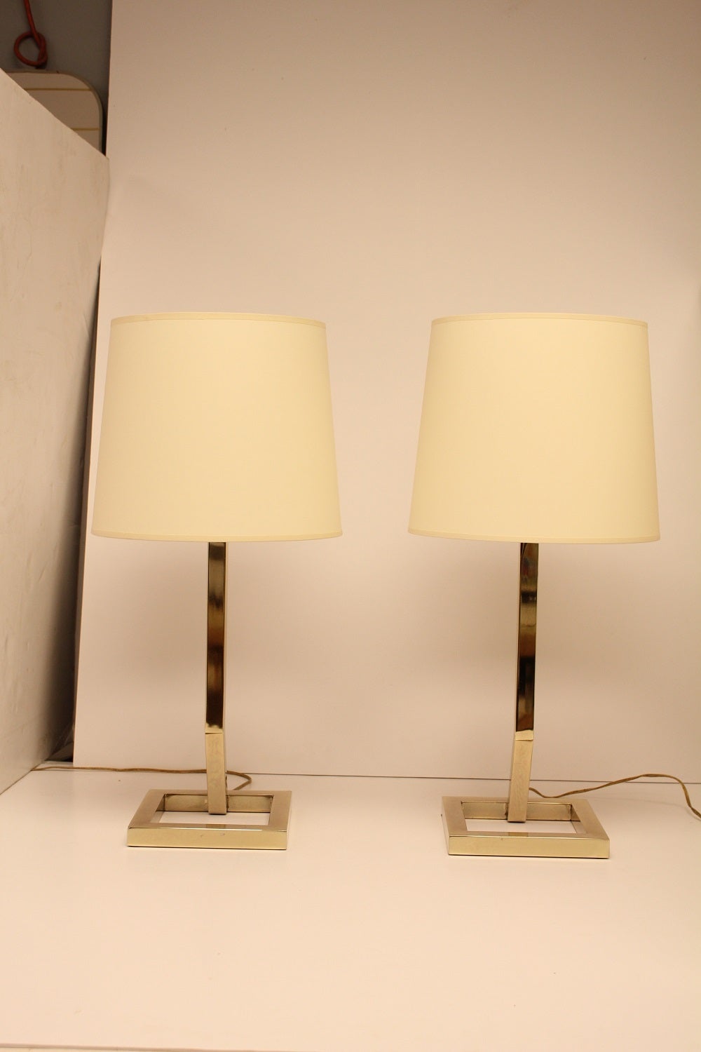 Stylish Modern Brass Table Lamps With Paper Shades. Shade H 12.5