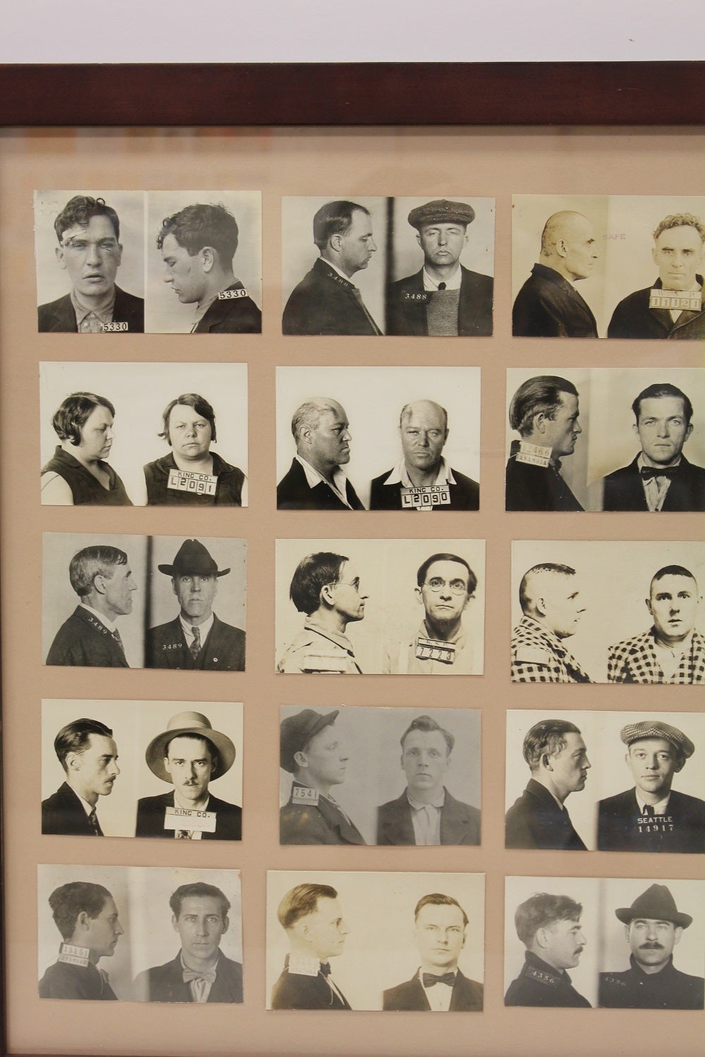 Collection of 15 Early 20th Century Mug Shots from Seattle, King County and Anamosa, Iowa