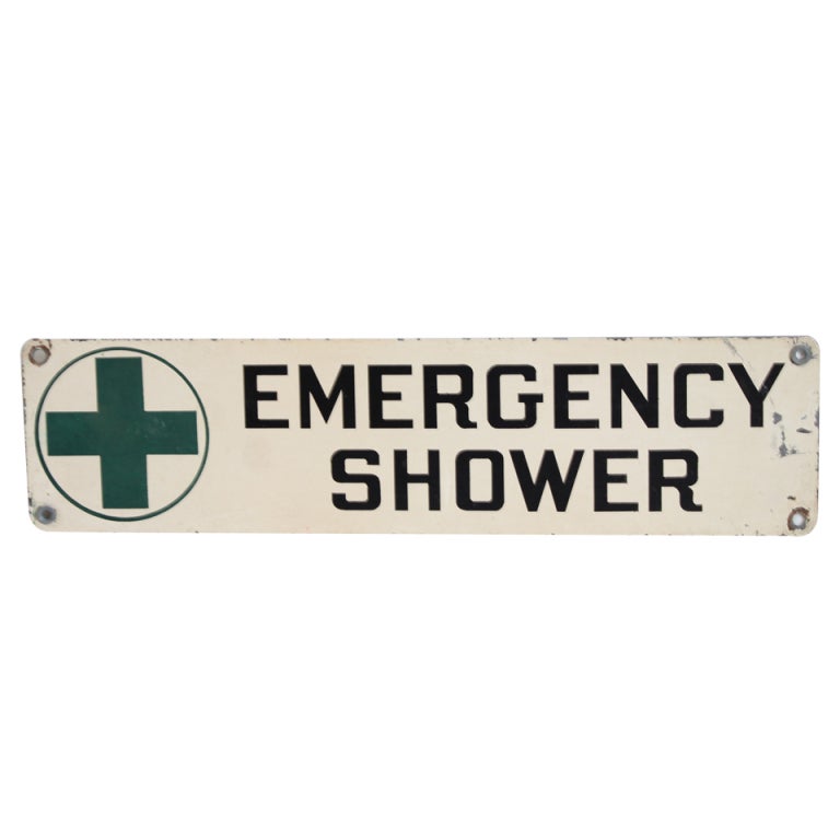 1950's American Industrial Sign " Emergency Shower " For Sale