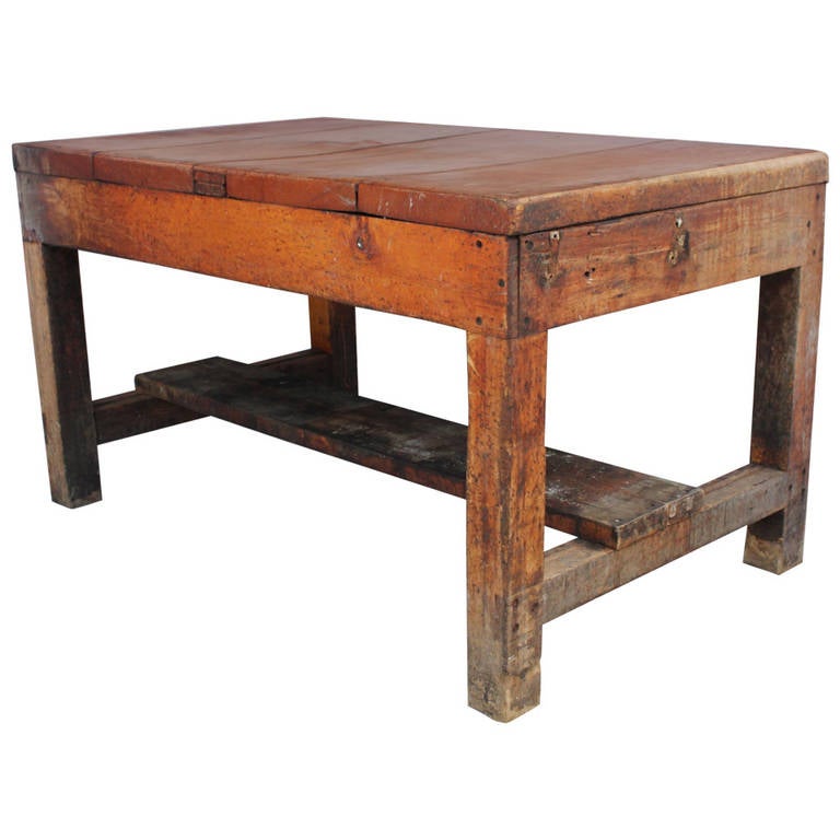 Antique Primitive Baker's Wood Table at 1stdibs