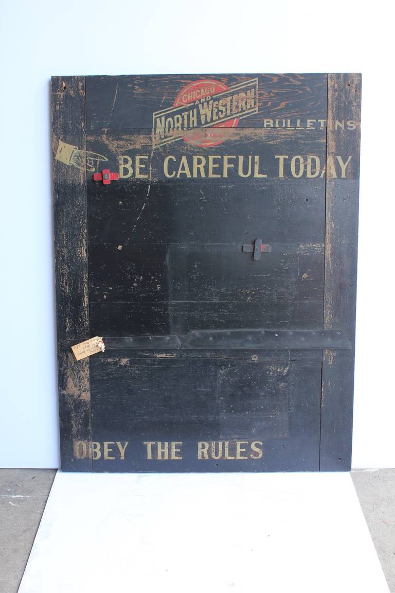 Antique Chicago & North Western Bulletin Wood Board
