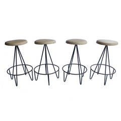 1950's Paul Tuttle Style Wrought Iron Stools, s/4 11