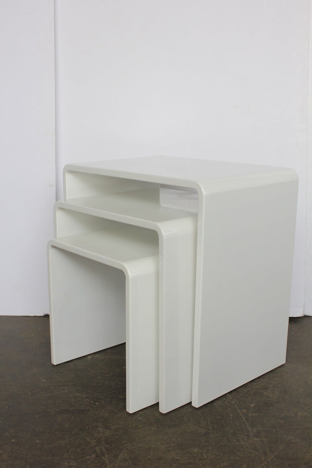 Stylish Mid-Century Waterfall Lacquered Nesting Tables