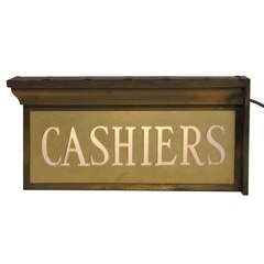 Vintage 1930's Double Sided Light Up Cashiers Sign