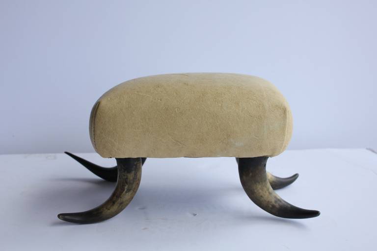 Antique Horn and Leather Foot Stool In Good Condition In Chicago, IL