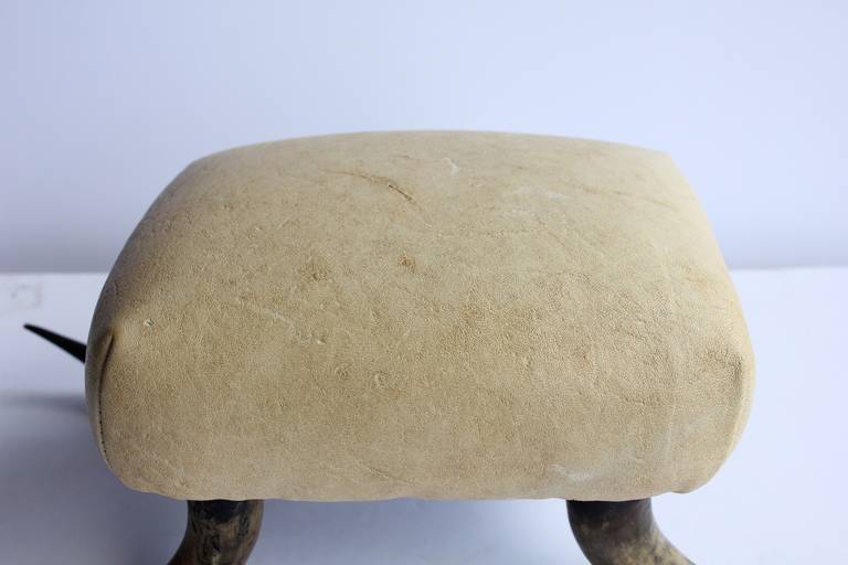 Antique Horn and Leather Foot Stool 1
