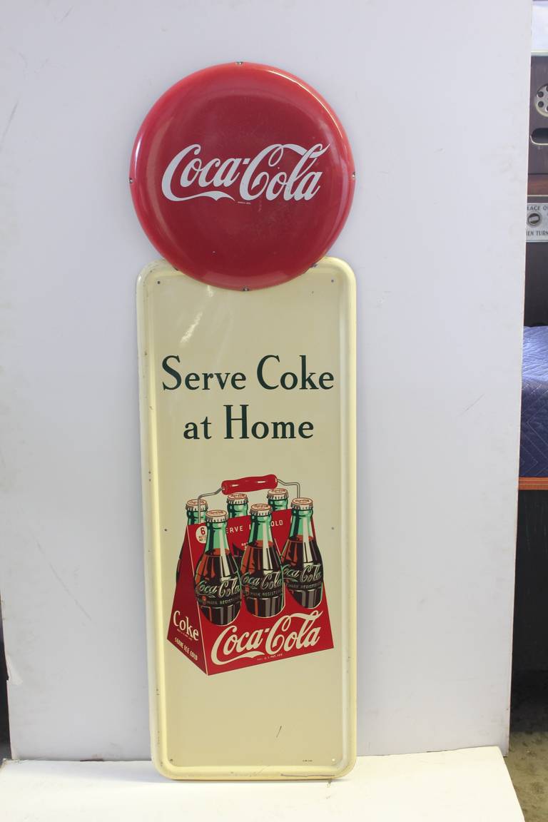 1930s metal advertising sign for Coca Cola.