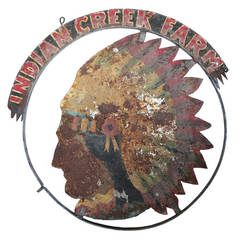Double Sided Folk Art "Indian Creek Farm" Sign