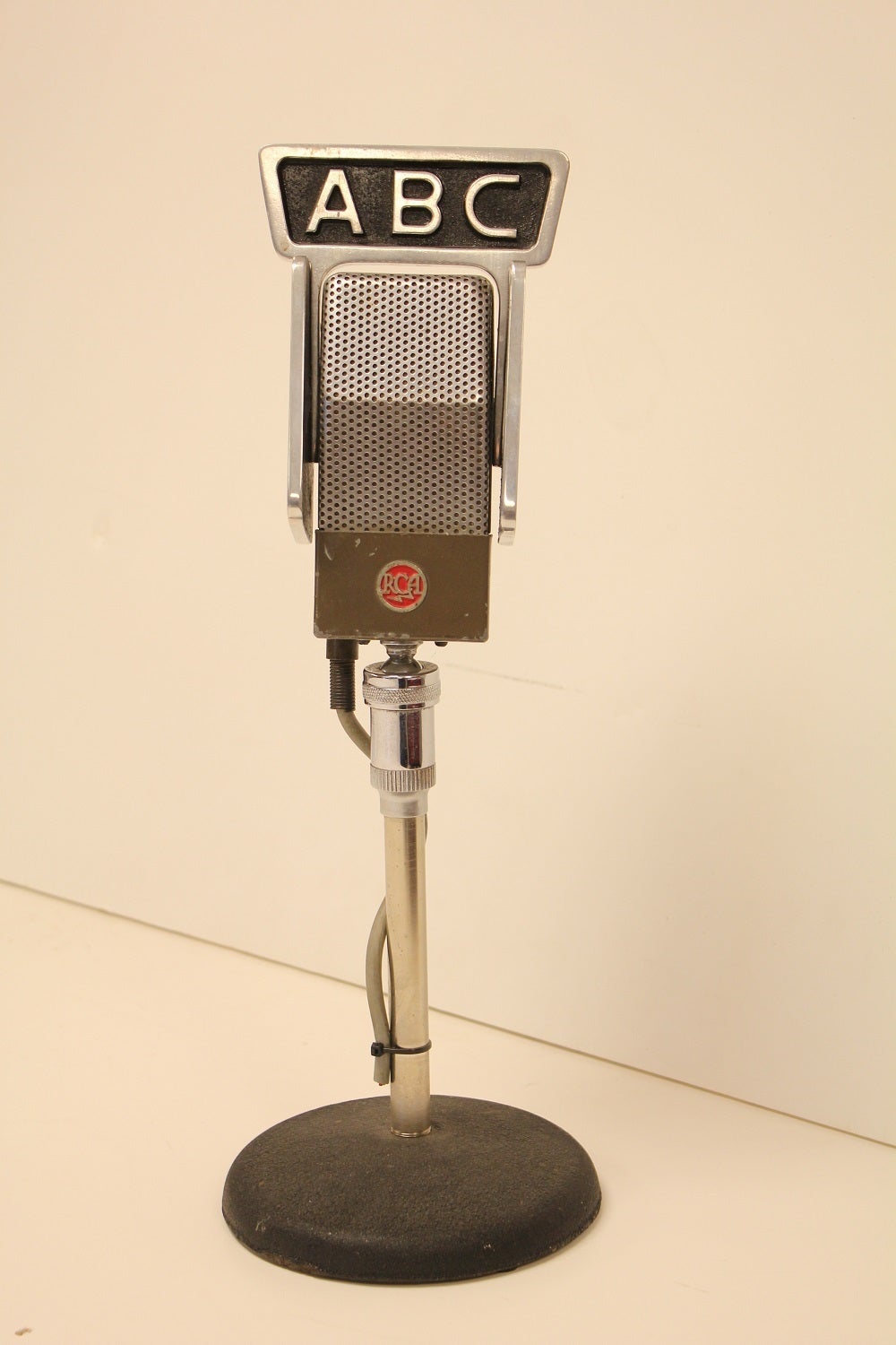 Original 1950s ABC Radio Microphone. ABC flags are reproductions.
