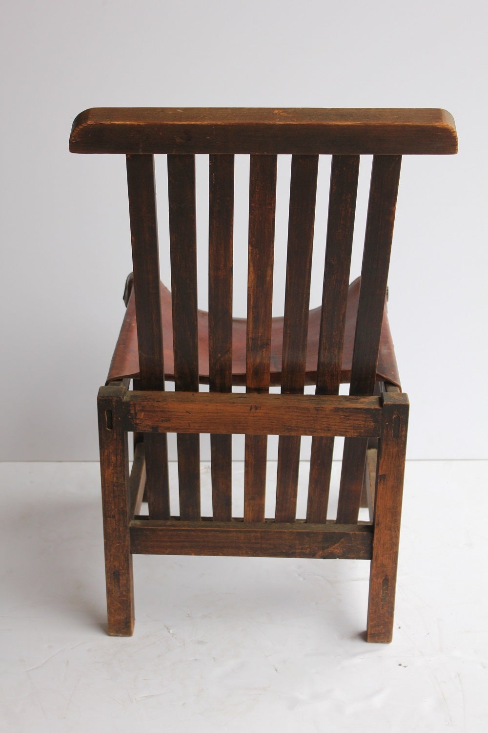 19th Century Antique Leather and Oak Accent Chair For Sale