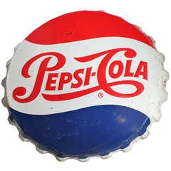 Vintage Giant Original Pepsi Cola Cap Sign