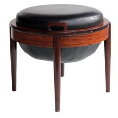 Rare Rosewood & Leather Stool/Side Table by B. J. Hansen