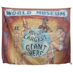 Vintage Mid Century " World Museum " Circus Sideshow Banner