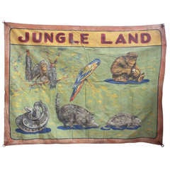 Mid Century Circus Sideshow Banner " Jungle Land " By George Bellis
