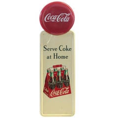 Vintage 1930s Metal "Serve Coke st Home" Sign