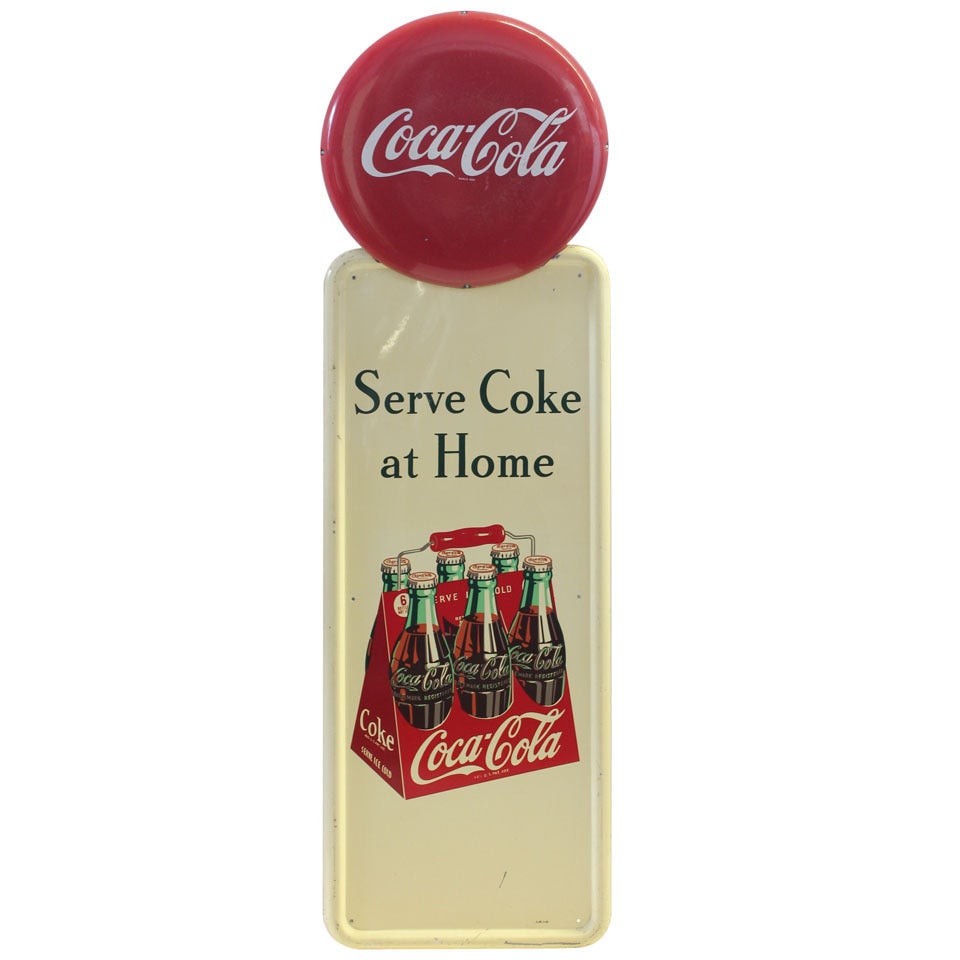 1930s Metal "Serve Coke st Home" Sign