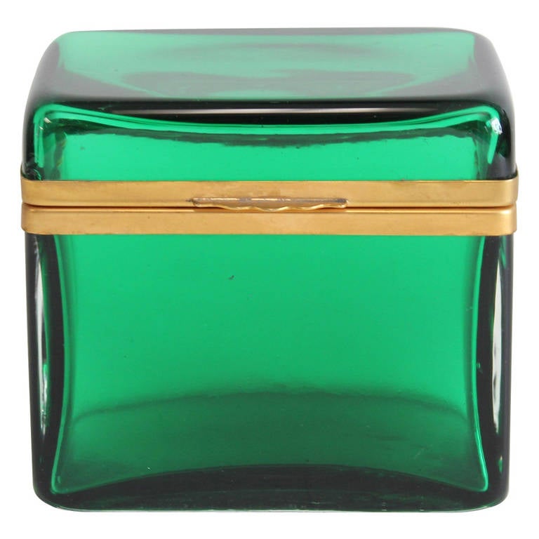 Large Antique French Green Glass Box at 1stDibs