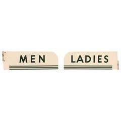 Vintage 1930s Porcelain Double Sided Restroom Signs