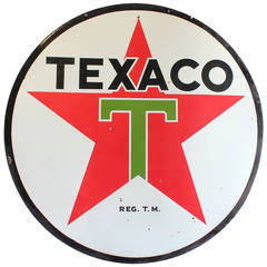 Large 1950s Double Sided Porcelain Texaco Sign