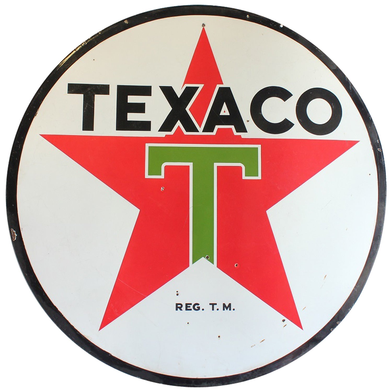 Large 1950s Double Sided Porcelain Texaco Sign For Sale
