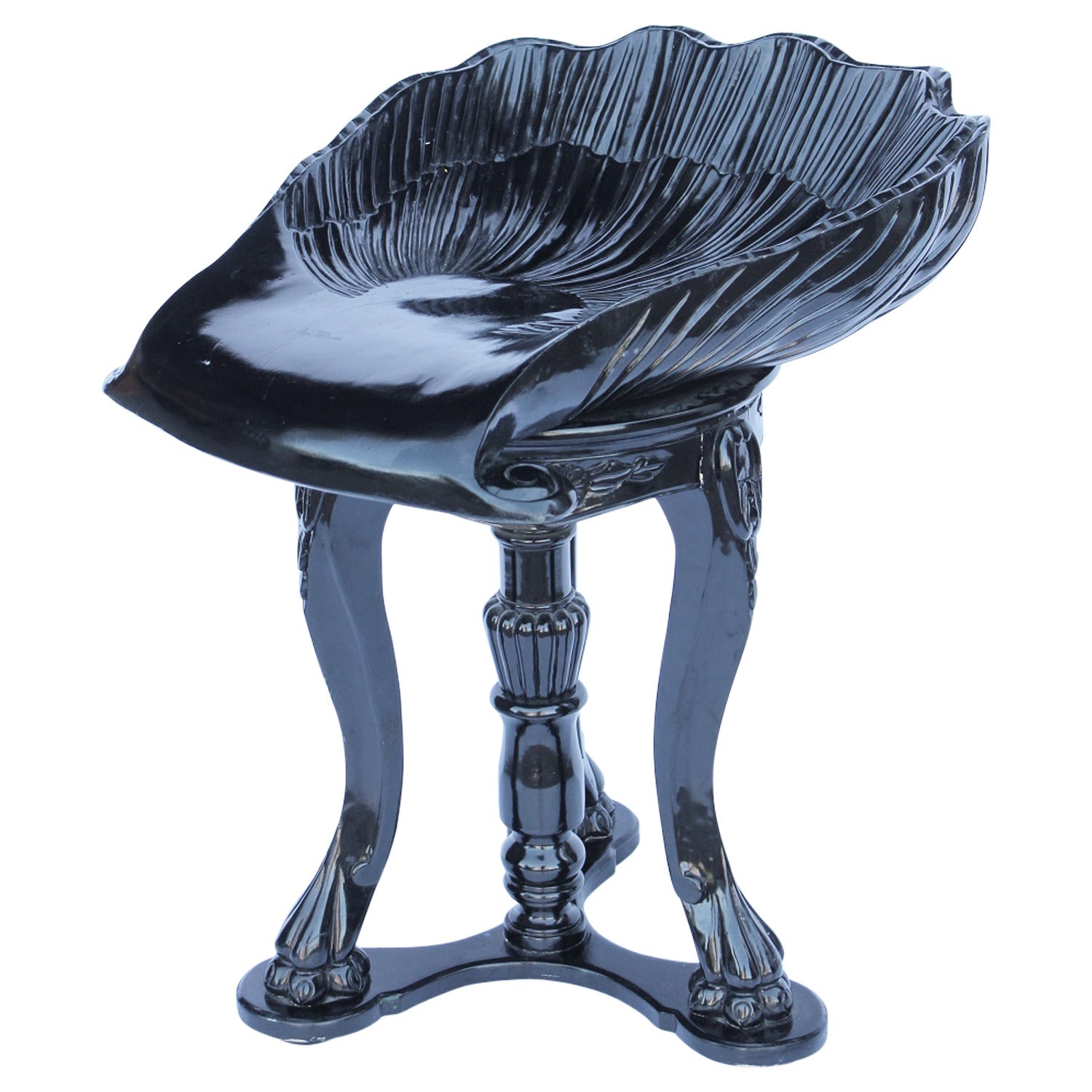 19th Century Lacquered Italian Shell Shaped Grotto Stool For Sale